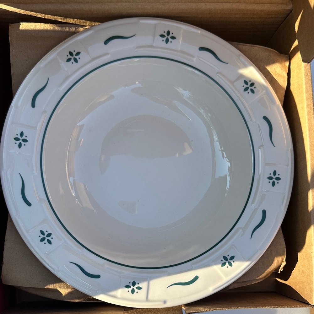 Longaberger 2 Pack 20 oz Pasta Bowls Heritage Green